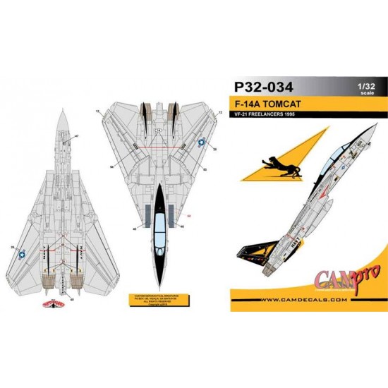 Decals for 1/32 Grumman F-14A VF-21 Freelancers Decals for 1/32 Grumman F-14A VF-21 Freelancers