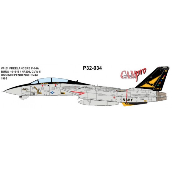 Decals for 1/32 Grumman F-14A VF-21 Freelancers Decals for 1/32 Grumman F-14A VF-21 Freelancers