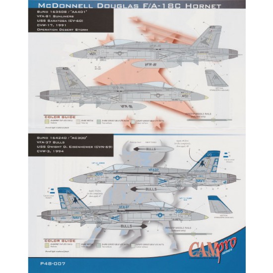 Decals for 1/48 F/A18C Hornet VFA-81 Sunliners 1991 Decals for 1/48 F/A18C Hornet VFA-81 Sunliners 1991