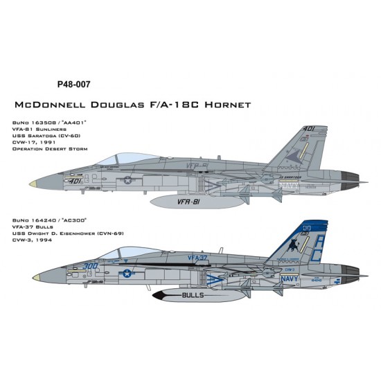 Decals for 1/48 F/A18C Hornet VFA-81 Sunliners 1991