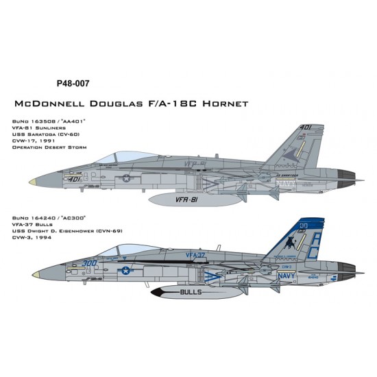 Decals for 1/48 F/A18C Hornet VFA-81 Sunliners 1991 Decals for 1/48 F/A18C Hornet VFA-81 Sunliners 1991