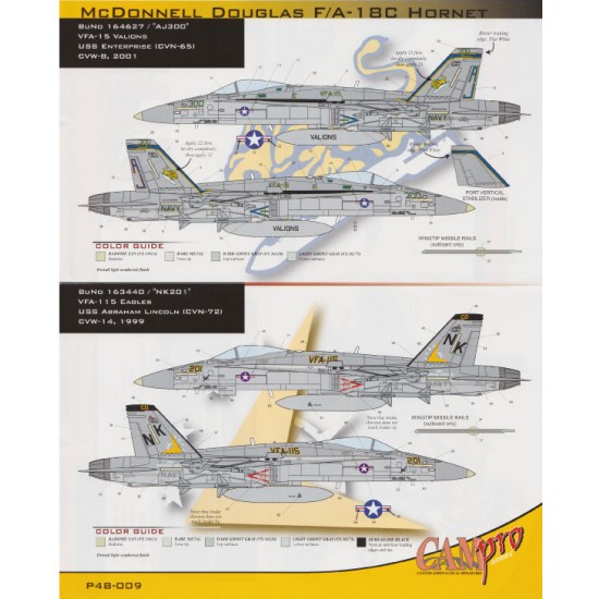 Decals for 1/48 F/A18C Hornet VFA-15 & VFA-115 Valions 2000