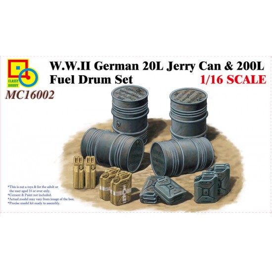 1/16 WWII German 20L Jerry Can & 200L Fuel Drum Set 1/16 WWII German 20L Jerry Can & 200L Fuel Drum Set