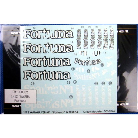 Decals for 1/12 Yamaha YZR-M1 Fortuna & TEST 04 Decals for 1/12 Yamaha YZR-M1 Fortuna & TEST 04