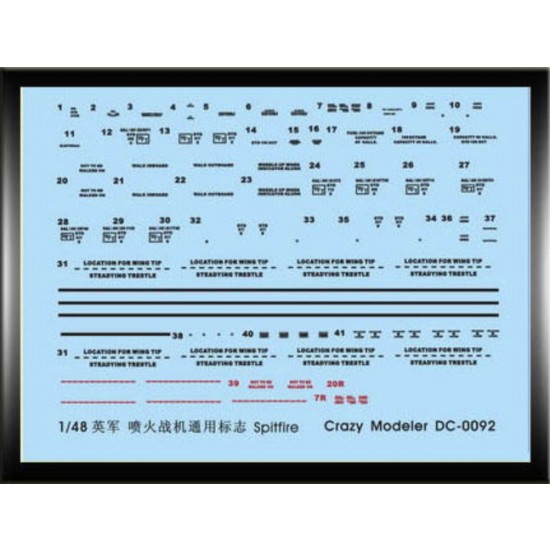 Decals for 1/48 British Army Spitfire Fighter Plane Decals for 1/48 British Army Spitfire Fighter Plane