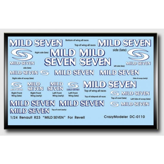 Decals for 1/24 Renault R23 Mild Seven for Revell kit Decals for 1/24 Renault R23 Mild Seven for Revell kit