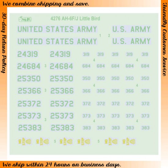 1/48 Modern US AH-6F/J Little Bird (Attack)Version Conversion & Weapon Set for Academy kit 1/48 Modern US AH-6F/J Little Bird (Attack)Version Conversion & Weapon Set for Academy kit