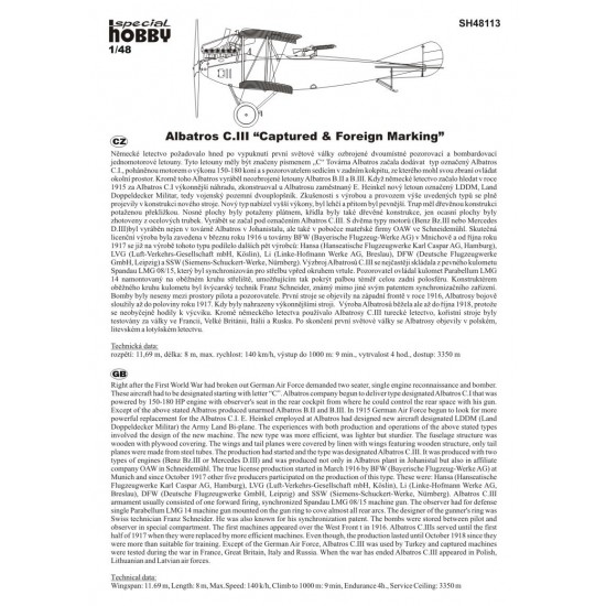 1/48 German Albatros C.III Captured and Foreign Service 1/48 German Albatros C.III Captured and Foreign Service