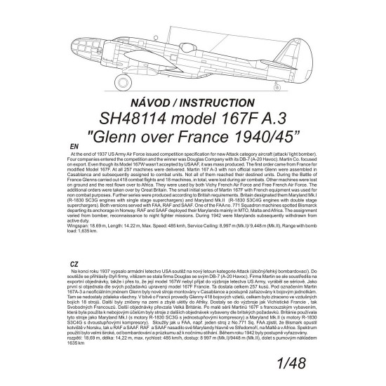 1/48 Model 167F Maryland Bomber Glenn over French 1940/1945 1/48 Model 167F Maryland Bomber Glenn over French 1940/1945