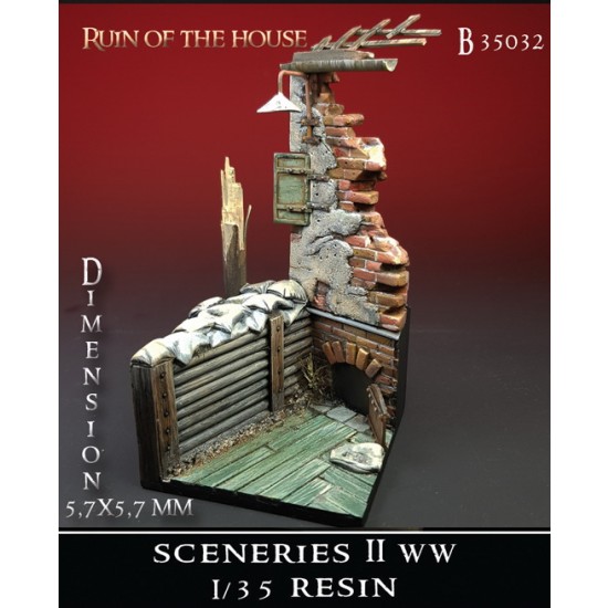 1/35 WWII Sceneries - Ruin of The House (57mm x 57mm, resin) 1/35 WWII Sceneries - Ruin of The House (57mm x 57mm, resin)
