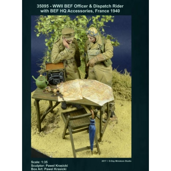 1/35 WWII BEF Officer & Dispatch Rider w/HQ (2 figures + accessories) 1/35 WWII BEF Officer & Dispatch Rider w/HQ (2 figures + accessories)