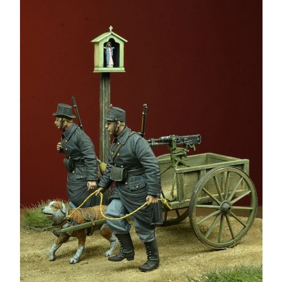 Belgian Dog-Drawn Cart With Crew 1/35 Unpainted Resin Figure Model Kits Statue 