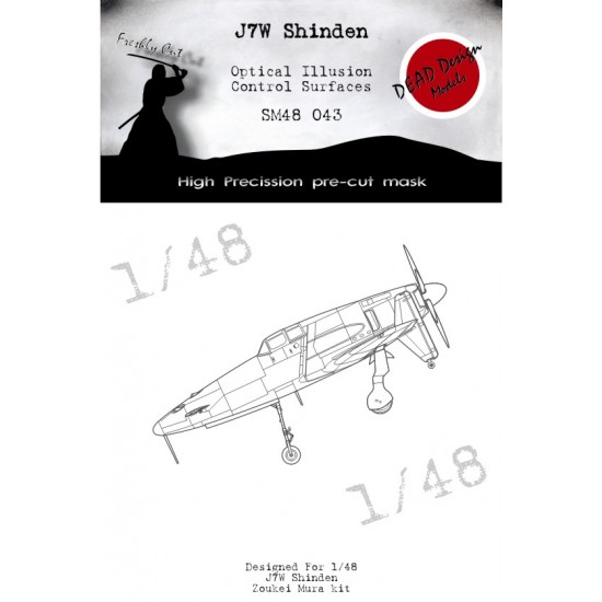 1/48 Kyushu J7W Shinden Control Surfaces Optical Illusion Masking for Zoukei-Mura kits 1/48 Kyushu J7W Shinden Control Surfaces Optical Illusion Masking for Zoukei-Mura kits