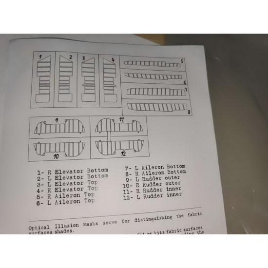 1/48 B-25J Control Surfaces Paint Mask for HK Model 1/48 B-25J Control Surfaces Paint Mask for HK Model