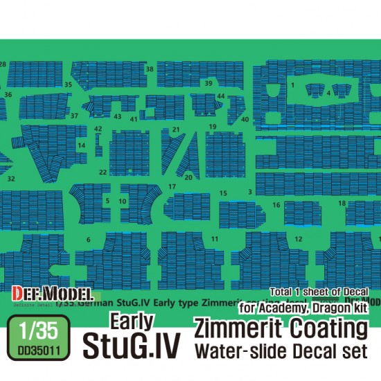 1/35 WWII STUG IV Early Zimmerit Decal set for Academy kits