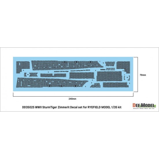 1/35 WWII SturmTiger Zimmerit Decal set for Rye Field Model 1/35 WWII SturmTiger Zimmerit Decal set for Rye Field Model