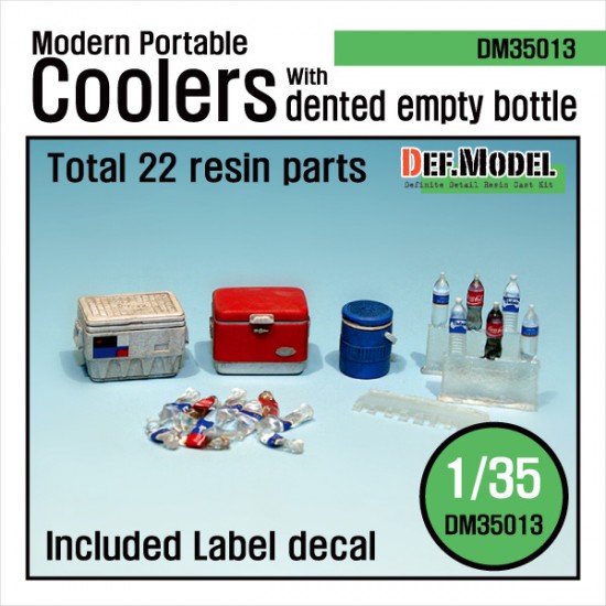 1/35 Modern US Portable Cooler Set w/Dented Empty Bottles 1/35 Modern US Portable Cooler Set w/Dented Empty Bottles