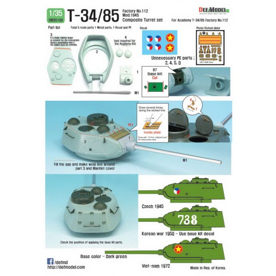 1/35 T-34/85 Composite Turret set Mod.45 for Academy Factory No.112 kit 1/35 T-34/85 Composite Turret set Mod.45 for Academy Factory No.112 kit