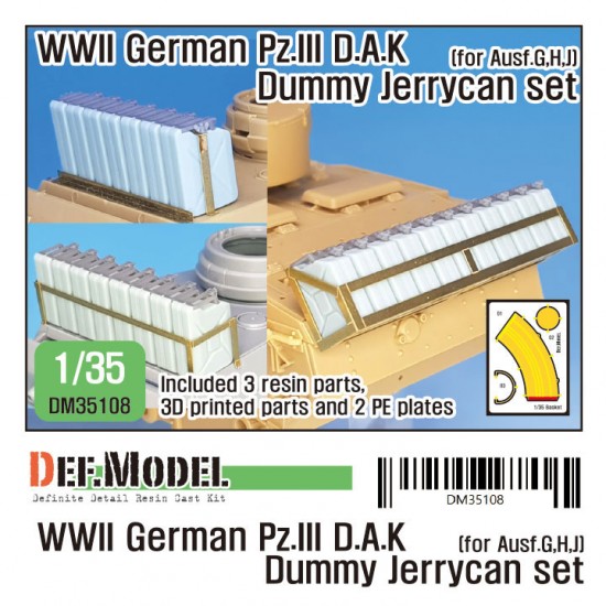 1/35 WWII German Pz.III DAK Dummy Jerry Can set for Ausf.G/H/J 1/35 WWII German Pz.III DAK Dummy Jerry Can set for Ausf.G/H/J