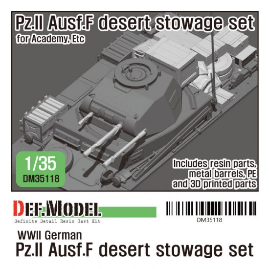 1/35 WWII German Pz.II Ausf.F Desert Stowage set for Academy kit 1/35 WWII German Pz.II Ausf.F Desert Stowage set for Academy kit