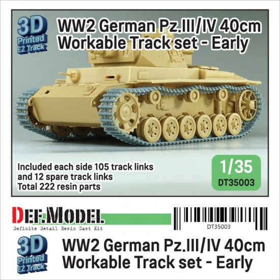 1/35 WWII Pz.III/IV 40cm Workable Track set Early Type for Pz.III/IV kit 1/35 WWII Pz.III/IV 40cm Workable Track set Early Type for Pz.III/IV kit