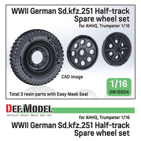 1/16 WWII German Sd.kfz.251 Half-track Spare Wheel set for AHHQ/Trumpeter kit 1/16 WWII German Sd.kfz.251 Half-track Spare Wheel set for AHHQ/Trumpeter kit