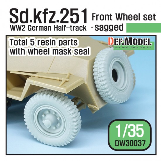 1/35 WWII German Sdkfz.251 Half-track Front Wheel set - Sagged w/Paint Masks