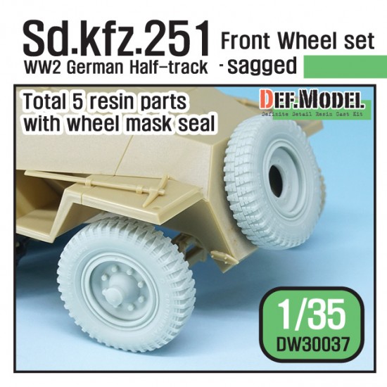 1/35 WWII German Sdkfz.251 Half-track Front Wheel set - Sagged w/Paint Masks 1/35 WWII German Sdkfz.251 Half-track Front Wheel set - Sagged w/Paint Masks