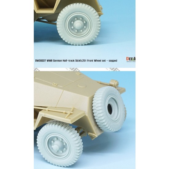 1/35 WWII German Sdkfz.251 Half-track Front Wheel set - Sagged w/Paint Masks 1/35 WWII German Sdkfz.251 Half-track Front Wheel set - Sagged w/Paint Masks