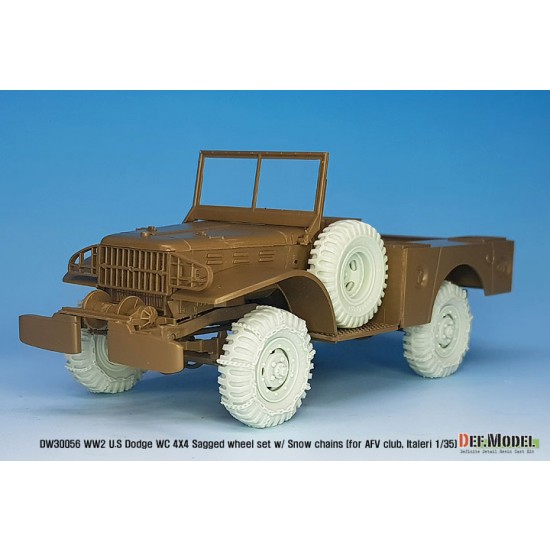 1/35 US Dodge WC 4x4 Truck Sagged Wheel w/Snow Chains set for AFV Club/Italeri kits 1/35 US Dodge WC 4x4 Truck Sagged Wheel w/Snow Chains set for AFV Club/Italeri kits