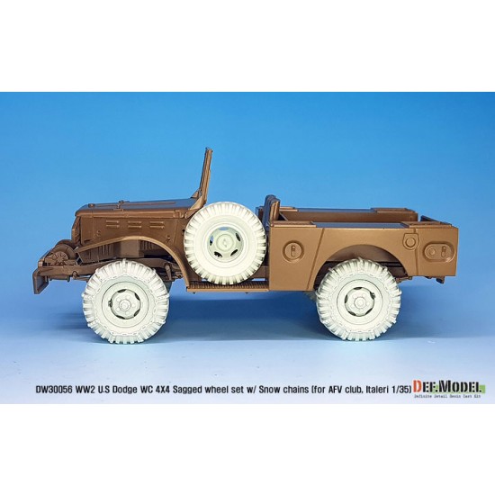 1/35 US Dodge WC 4x4 Truck Sagged Wheel w/Snow Chains set for AFV Club/Italeri kits 1/35 US Dodge WC 4x4 Truck Sagged Wheel w/Snow Chains set for AFV Club/Italeri kits