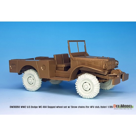 1/35 US Dodge WC 4x4 Truck Sagged Wheel w/Snow Chains set for AFV Club/Italeri kits 1/35 US Dodge WC 4x4 Truck Sagged Wheel w/Snow Chains set for AFV Club/Italeri kits