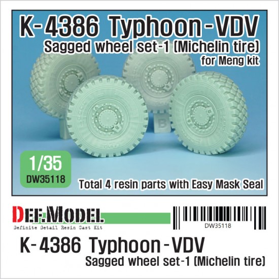 1/35 Russian K-4386 Typhoon-VDV Sagged Wheel set-1 for Meng Model 1/35 Russian K-4386 Typhoon-VDV Sagged Wheel set-1 for Meng Model