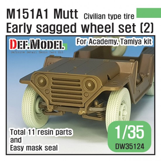 1/35 US M151A1 Early sagged Wheels (civilian tyres) w/Front Suspension for Tamiya/Academy 1/35 US M151A1 Early sagged Wheels (civilian tyres) w/Front Suspension for Tamiya/Academy