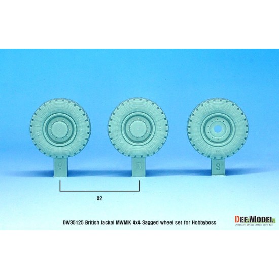 1/35 British Jackal MWMIK 4x4 Sagged Wheel set for HobbyBoss kits 1/35 British Jackal MWMIK 4x4 Sagged Wheel set for HobbyBoss kits