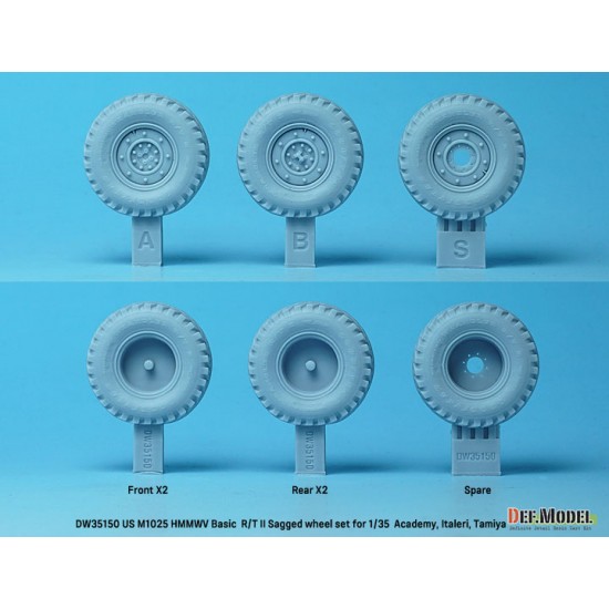 1/35 US M1025 HMMWV Basic R/T II Sagged Wheel set for Academy/Italeri/Tamiya kits 1/35 US M1025 HMMWV Basic R/T II Sagged Wheel set for Academy/Italeri/Tamiya kits