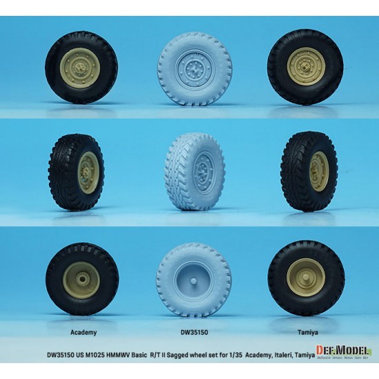 1/35 US M1025 HMMWV Basic R/T II Sagged Wheel set for Academy/Italeri/Tamiya kits 1/35 US M1025 HMMWV Basic R/T II Sagged Wheel set for Academy/Italeri/Tamiya kits