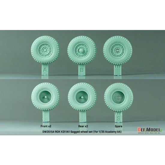 1/35 ROK K311A1 Armoured Truck (KM450) Sagged Wheel set for Academy kits 1/35 ROK K311A1 Armoured Truck (KM450) Sagged Wheel set for Academy kits