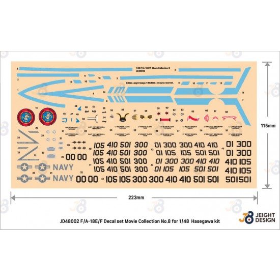 1/48 Movie Collection No.8 F/A-18E/F Super Hornet Decal set for Hasegawa kits 1/48 Movie Collection No.8 F/A-18E/F Super Hornet Decal set for Hasegawa kits