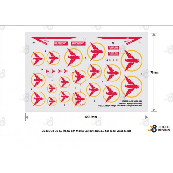1/48 Movie Collection No.9 Su-57 Decal set for Zvezda/Tamiya/Zvezda kits 1/48 Movie Collection No.9 Su-57 Decal set for Zvezda/Tamiya/Zvezda kits