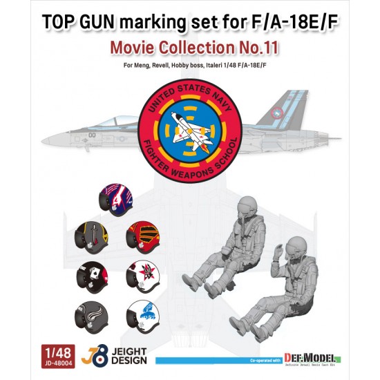 1/48 Top Gun Movie Collection No.11 F/A-18E/F Super Hornet Decal set w/2 Resin Pilots