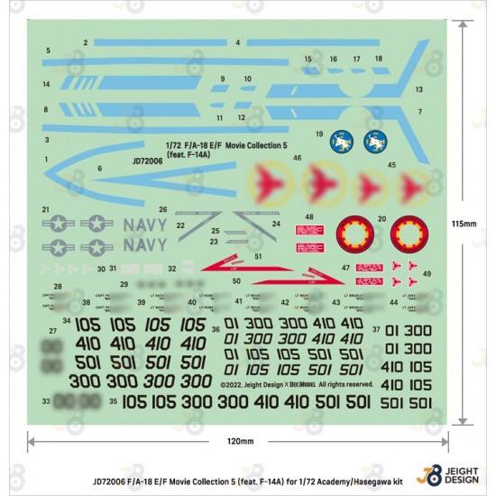 1/72 Movie Collection No.5 - F/A-18E/F Super Hornet Decal set for Academy/Hasegawa kits 1/72 Movie Collection No.5 - F/A-18E/F Super Hornet Decal set for Academy/Hasegawa kits
