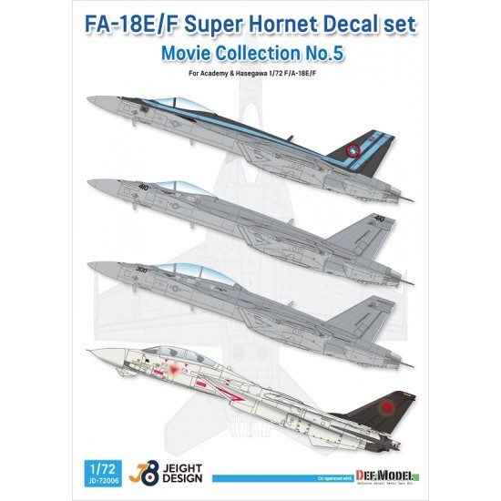 1/72 Movie Collection No.5 - F/A-18E/F Super Hornet Decal set for Academy/Hasegawa kits 1/72 Movie Collection No.5 - F/A-18E/F Super Hornet Decal set for Academy/Hasegawa kits