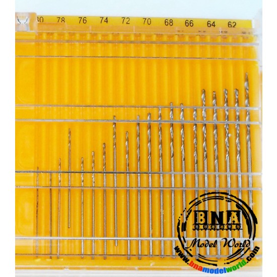 High Speed Steel Twist Drill Bits with Index Size #61~80 (20pcs) High Speed Steel Twist Drill Bits with Index Size #61~80 (20pcs)