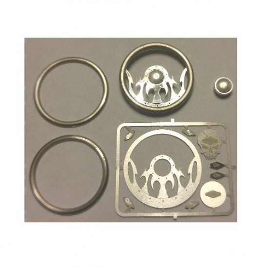 1/24, 1/25 Tribal Skull Billet Steering Wheel kit 1/24, 1/25 Tribal Skull Billet Steering Wheel kit