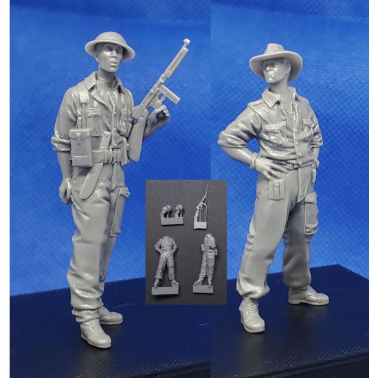 1/35 WWII Australian/New Zealand Officer Burma & Soldier w/Thompson in South East Asia 1/35 WWII Australian/New Zealand Officer Burma & Soldier w/Thompson in South East Asia