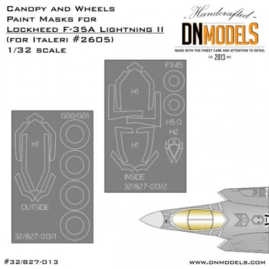1/32 F-35A Lightning II Canopy & Wheels Paint Mask for Italeri kit #2506 1/32 F-35A Lightning II Canopy & Wheels Paint Mask for Italeri kit #2506