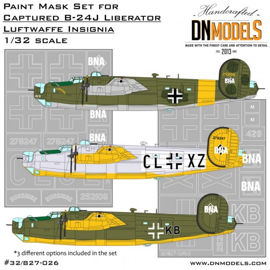 1/32 Captured B-24 Liberators Luftwaffe Insignia Paint Mask Set for Hobby Boss kits 1/32 Captured B-24 Liberators Luftwaffe Insignia Paint Mask Set for Hobby Boss kits