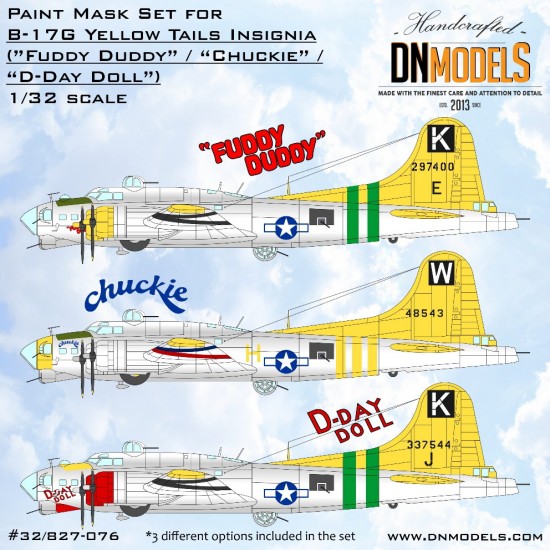 1/32 B-17G Flying Fortress Yellow Tails Insignia Paint Mask Set 1/32 B-17G Flying Fortress Yellow Tails Insignia Paint Mask Set