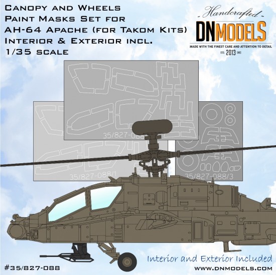 1/35 Apache AH-64 Canopy & Wheels Paint Masking for Takom kits 1/35 Apache AH-64 Canopy & Wheels Paint Masking for Takom kits